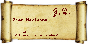 Zier Marianna névjegykártya